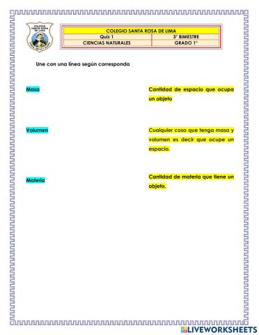 Masa, volumen y materia