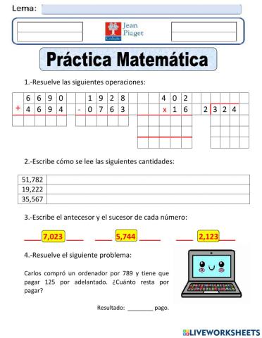 JP Practica 4 Matematicas 6to