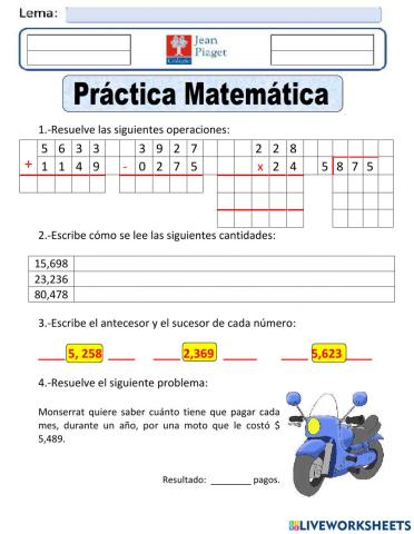 JP Practica 5 Matemáticas 6to