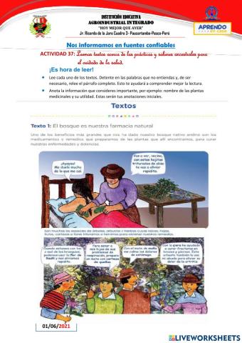 Leemos textos acerca de las prácticas y saberes ancestrales para el cuidado de la salud.