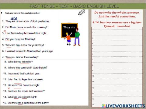 Past tense review basic english leverl