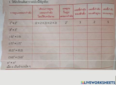 ทบทวนเลขยกกำลัง