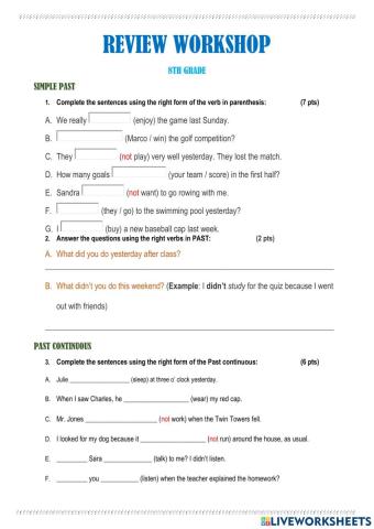 Past Tenses Exercises