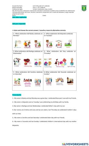 Class 3 unit 4 4th grade