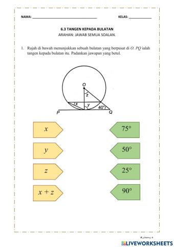 Tangen dalam bulatan