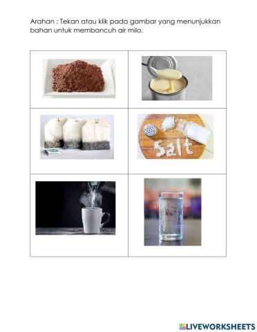 Bahan untuk membancuh air milo