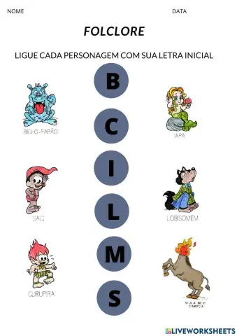 Letra Inicial - Personagens folclóricos