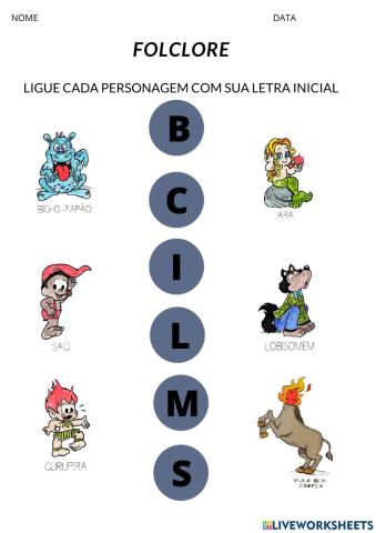 Letra Inicial - Personagens folclóricos