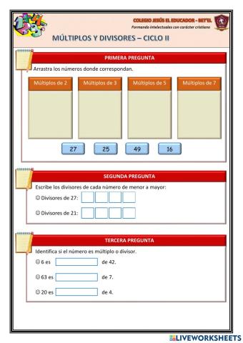 Múltiplos y Divisores