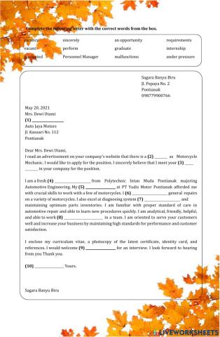 Application Letter
