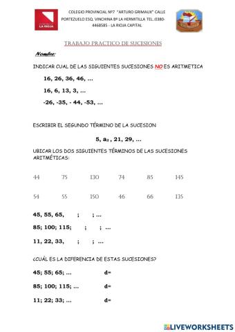 Sucesiones aritmeticas