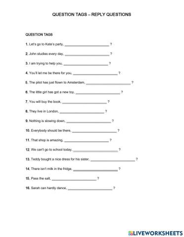 Question tags - reply questions