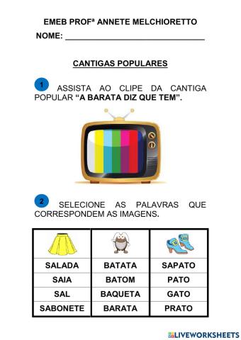 CANTIGAS POPULARES - A BARATA