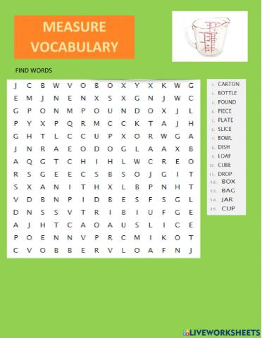 Measure vocabulary