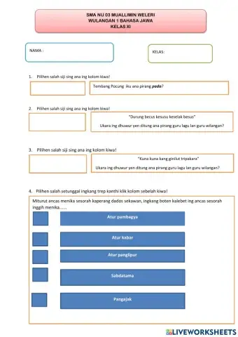 Wulanga 1 Kls XI Pocung sesorah