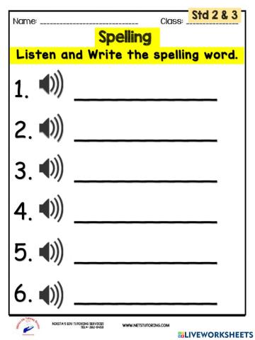 Spelling and Vocabulary Test 6