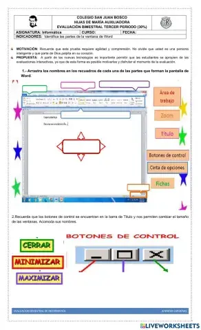 EVALUACION BIMESTRAL INFORMATICA TERCER PERIODO