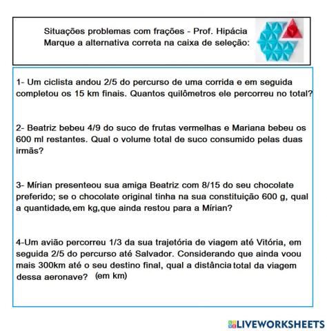 Problemas com frações