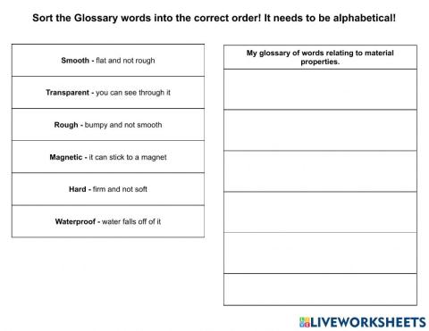 Glossary Drag and Drop