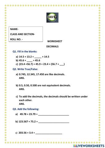 Decimals class 5 kb dav