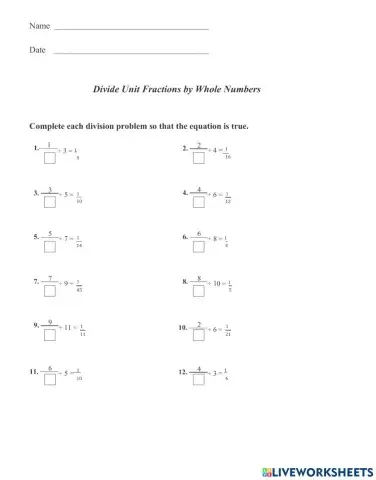 Fraction divide by whole number