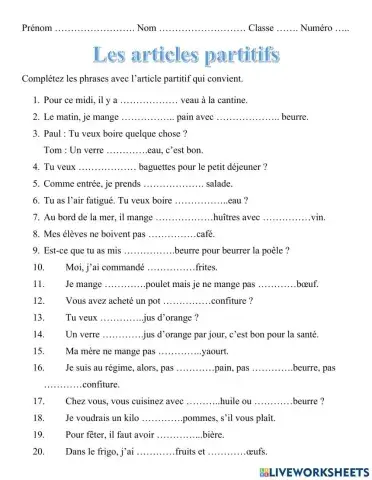 Les articles partitifs