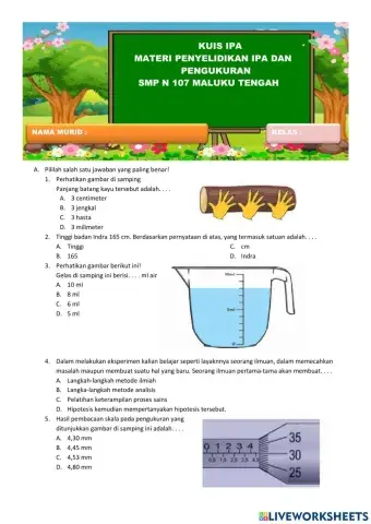 Kuis Penyelidikan IPA & Pengukuran