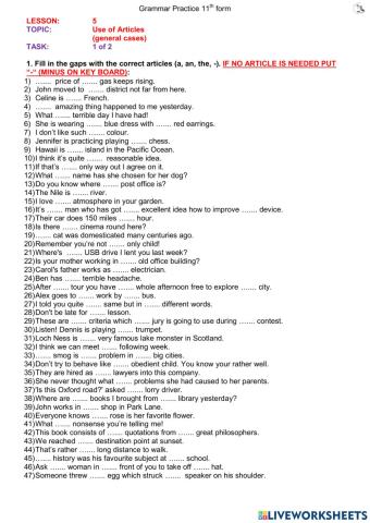 L5 use of articles pat 1, ex 1