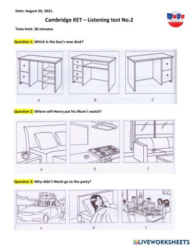 KET Unit 1 Listening test No.2