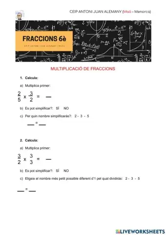 Multiplicació de fraccions (i)