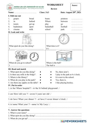 Worksheet for weekend 3A3