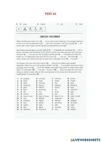 Use of English part 1 - Test 62-67