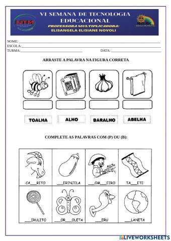 Atividades alfabetização