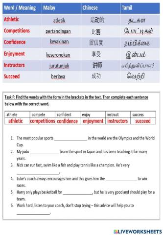 Sport with a Difference (Extra Practices)