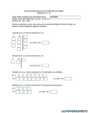 Taller m.c.d y m.c.m