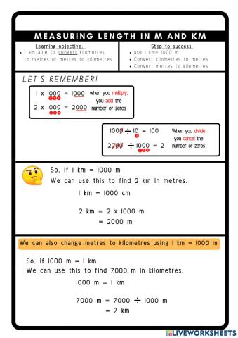 Conversion of length (km and m)