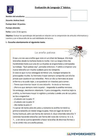 Prueba lectura, m,l,p,s