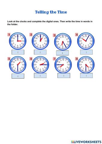 Telling the Time -  Analogue and Digital Clocks 2