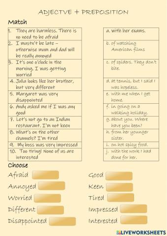 Adjective and prepositions