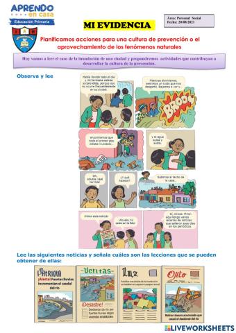 Planificamos acciones para una cultura de prevención o el aprovechamiento de los fenómenos naturales