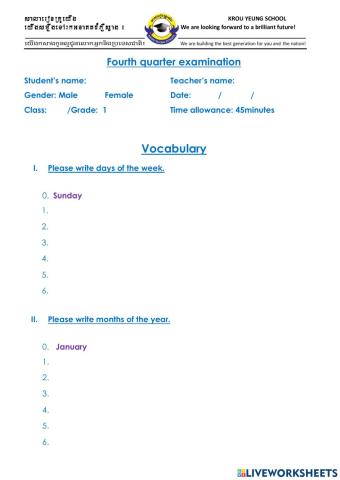 Q4 G1 Vocabulary