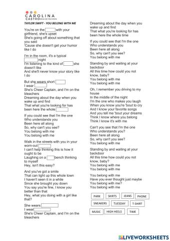 Song - taylor swift (you belong with me)