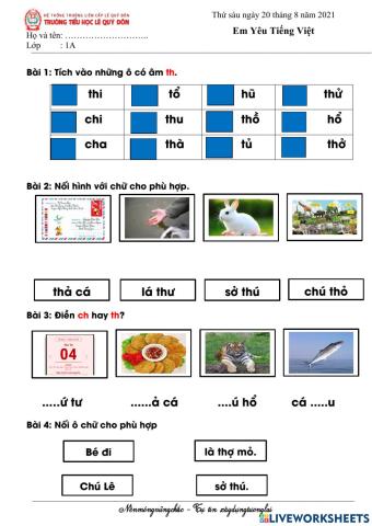 Phiếu 2 Em yêu Tiếng Việt 20-8-2021
