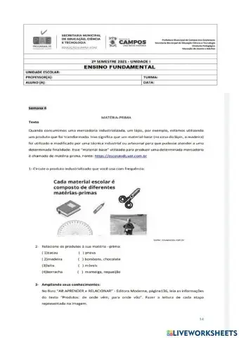 Matéria Prima Apostila p 14 e 15