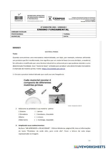 Matéria Prima Apostila p 14 e 15