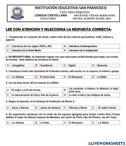 Evaluación de Literatura