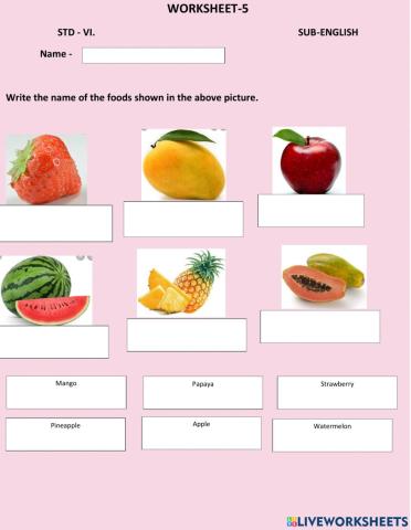 Fruits and their names