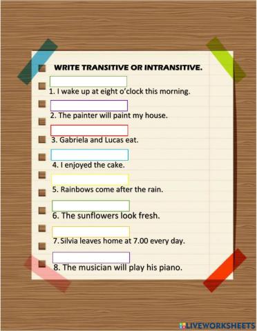 Transitive and intransitive sentences