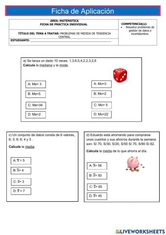 Problemas de  medida de tendencia central