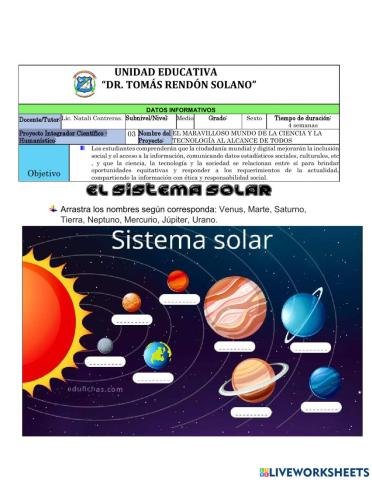 SISTEMA SOLAR(CIENCIAS NATURALES)